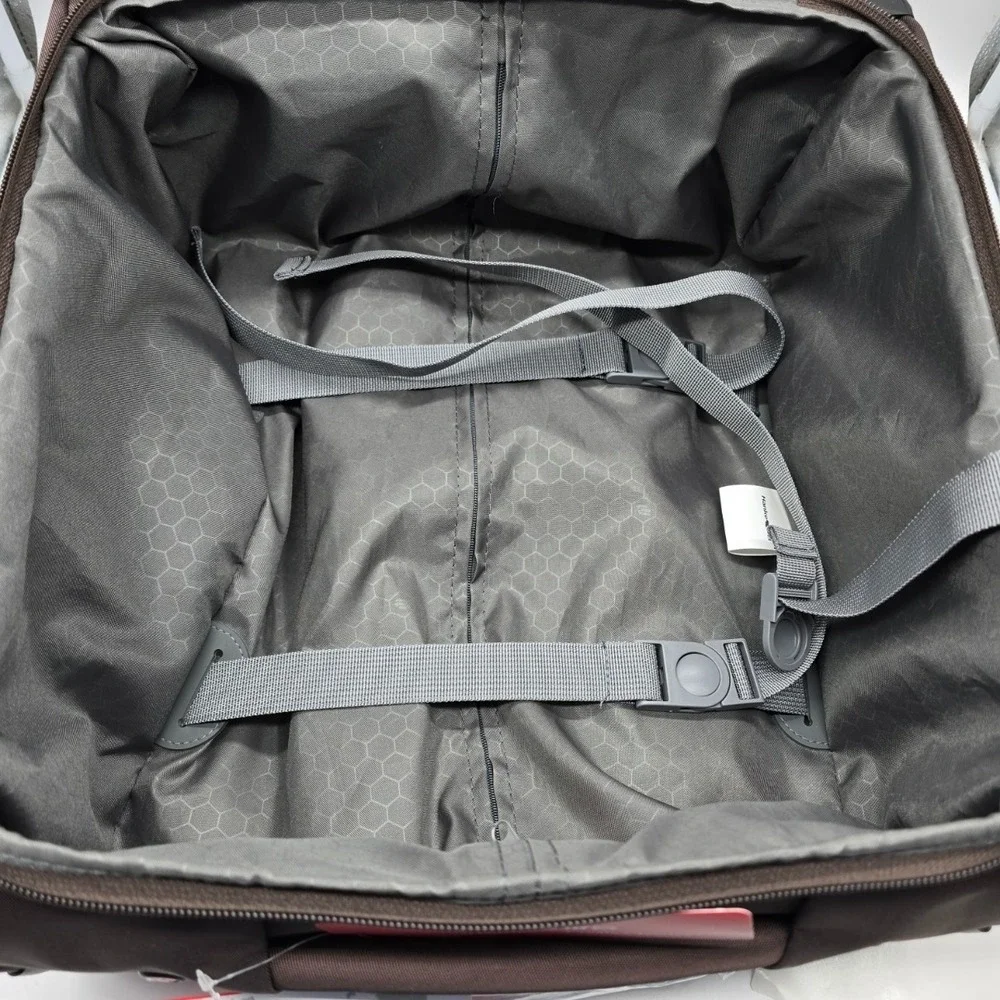 Hanke 16 Inch Underseat Carry On Luggage‎ Spinner Wheels Coffee Softside TSA 30L